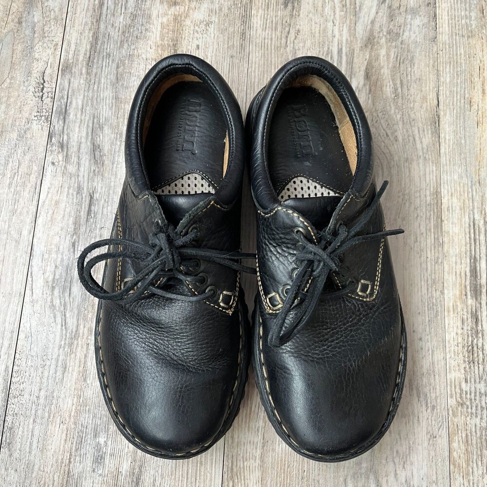 Vintage Born Black Leather Shoes 6.5 Hand-Stitched Y2K Academia Grunge Goth